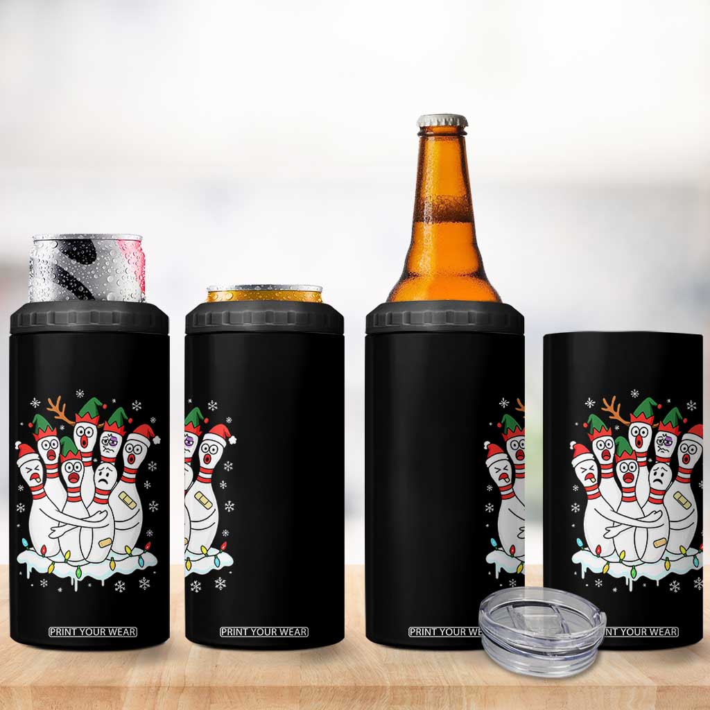 Funny Scared Cartoon Christmas Bowling Pins 4 in 1 Can Cooler Tumbler - Print Your Wear