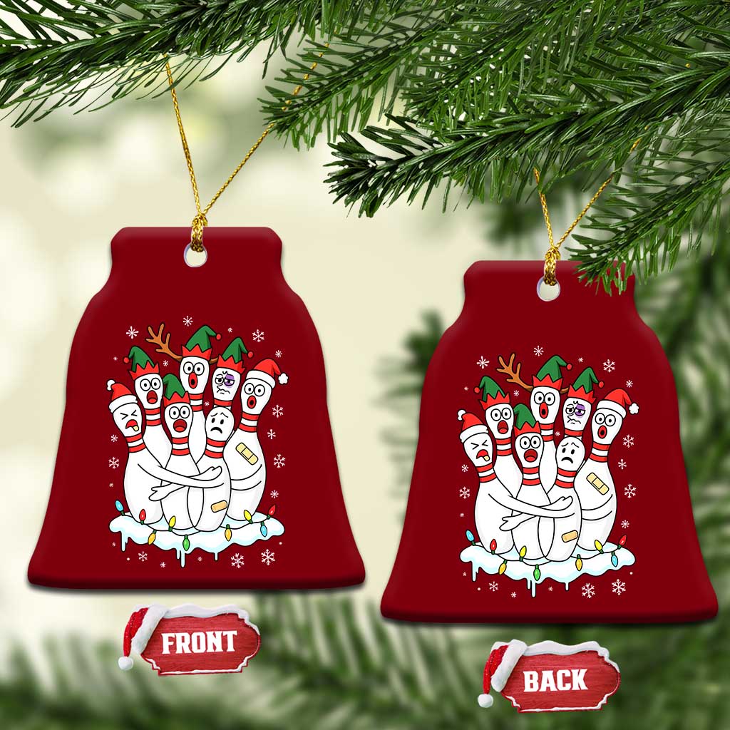 Funny Scared Cartoon Christmas Bowling Pins Ceramic Ornament TS11 Print Your Wear
