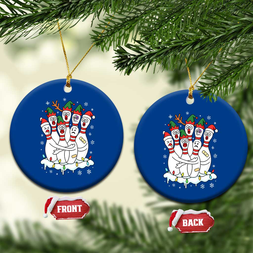 Funny Scared Cartoon Christmas Bowling Pins Ceramic Ornament TS11 1pc Blue Print Your Wear