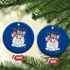 Funny Scared Cartoon Christmas Bowling Pins Ceramic Ornament TS11 1pc Blue Print Your Wear