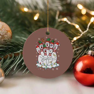 Funny Scared Cartoon Christmas Bowling Pins Ceramic Ornament TS11 1pc Mocha Print Your Wear