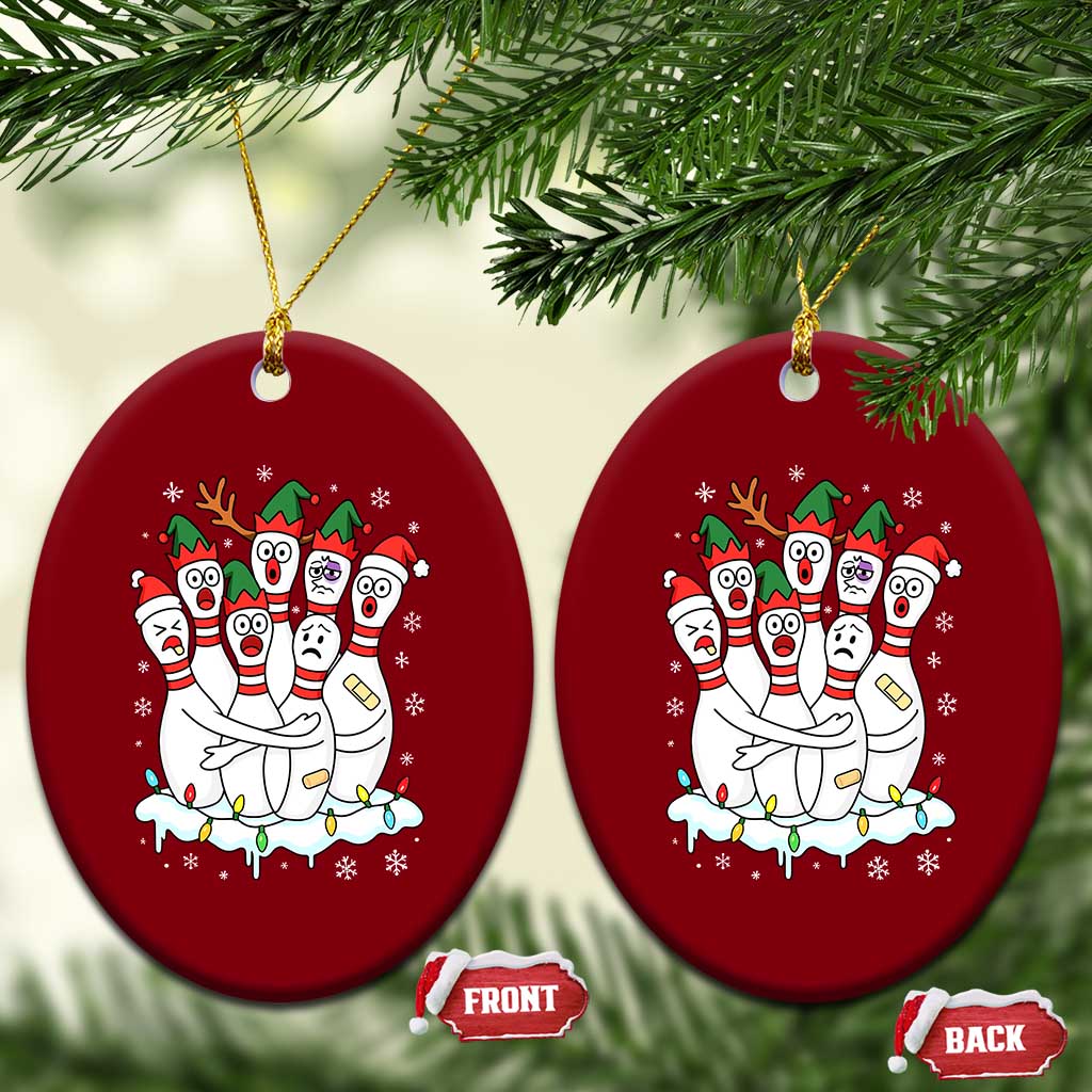 Funny Scared Cartoon Christmas Bowling Pins Ceramic Ornament TS11 Print Your Wear