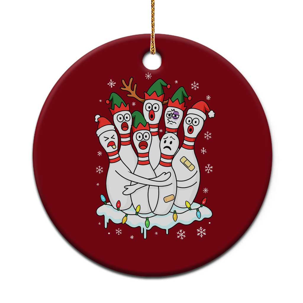 Funny Scared Cartoon Christmas Bowling Pins Ceramic Ornament TS11 1pc Red Print Your Wear