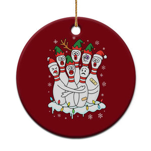 Funny Scared Cartoon Christmas Bowling Pins Ceramic Ornament TS11 1pc Red Print Your Wear