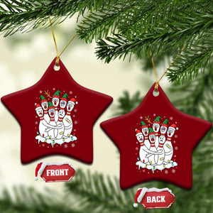 Funny Scared Cartoon Christmas Bowling Pins Ceramic Ornament TS11 Print Your Wear