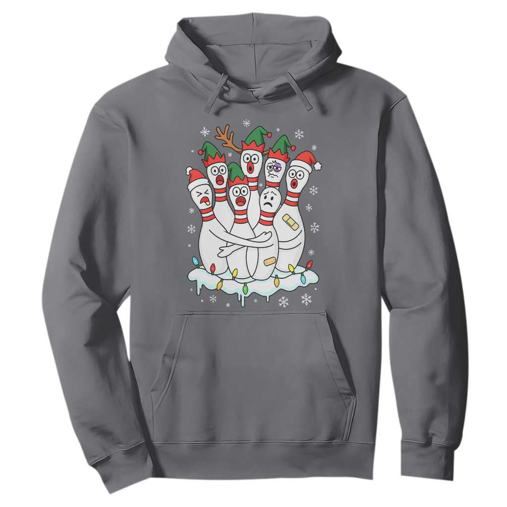 Funny Scared Cartoon Christmas Bowling Pins Hoodie TS11 Charcoal Print Your Wear