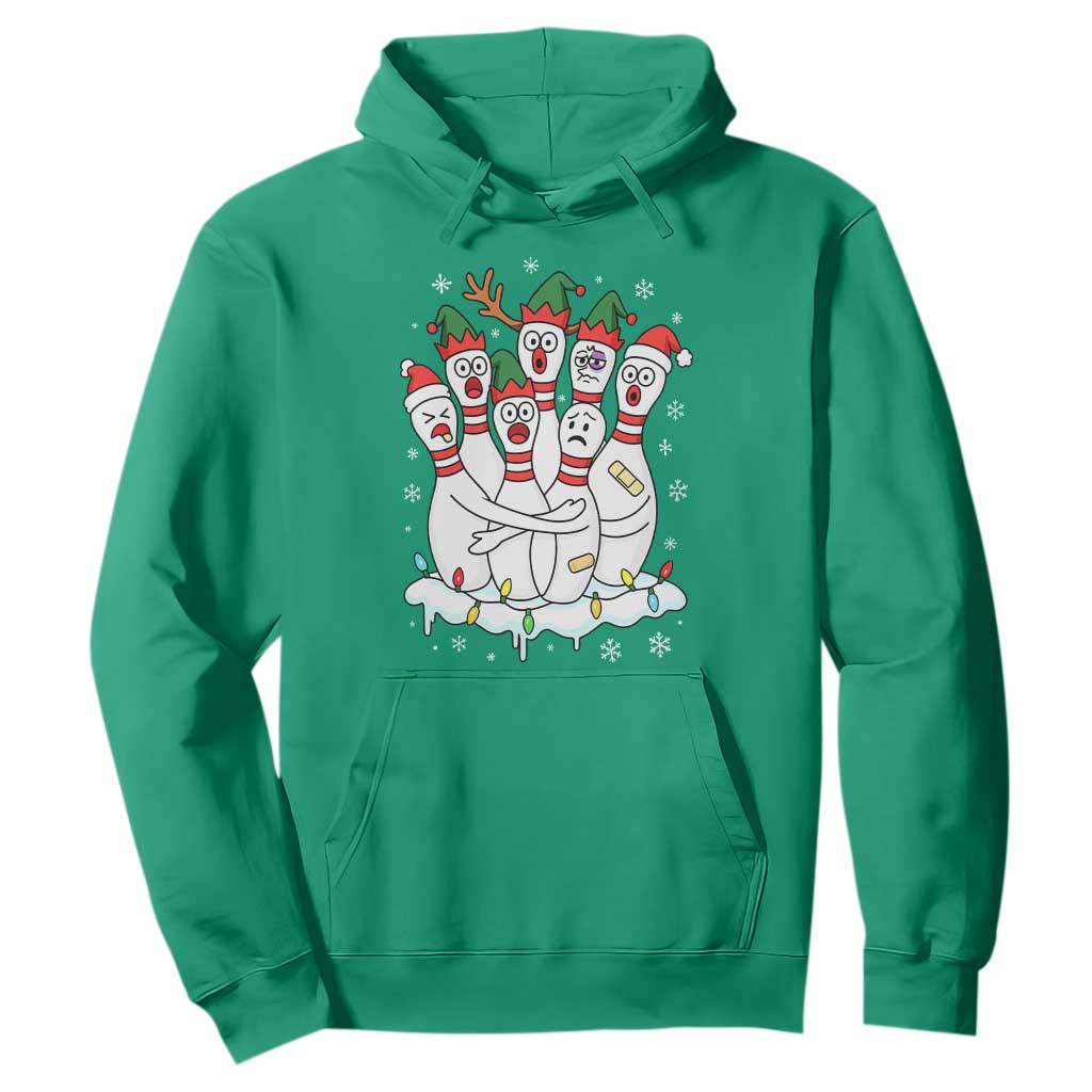 Funny Scared Cartoon Christmas Bowling Pins Hoodie TS11 Irish Green Print Your Wear