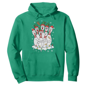 Funny Scared Cartoon Christmas Bowling Pins Hoodie TS11 Irish Green Print Your Wear