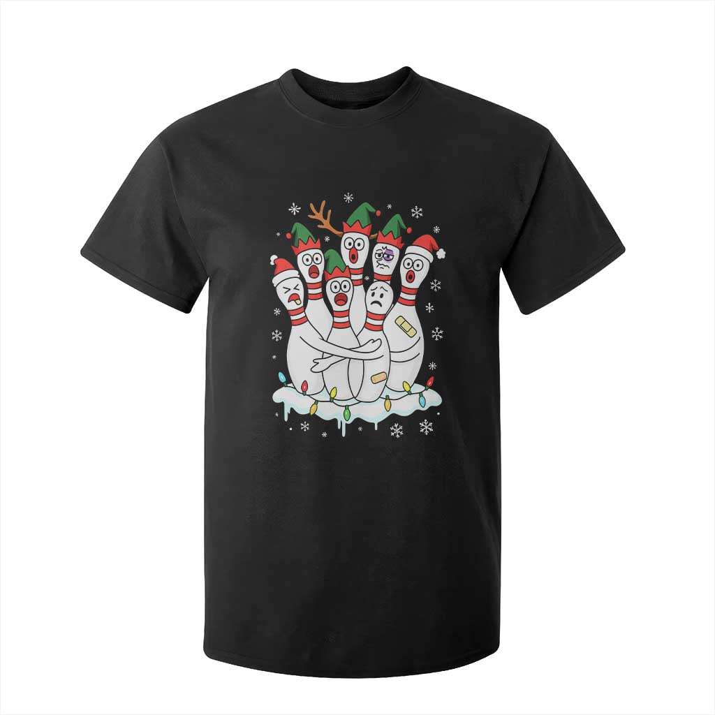 Funny Scared Cartoon Christmas Bowling Pins T Shirt For Kid TS11 Black Print Your Wear
