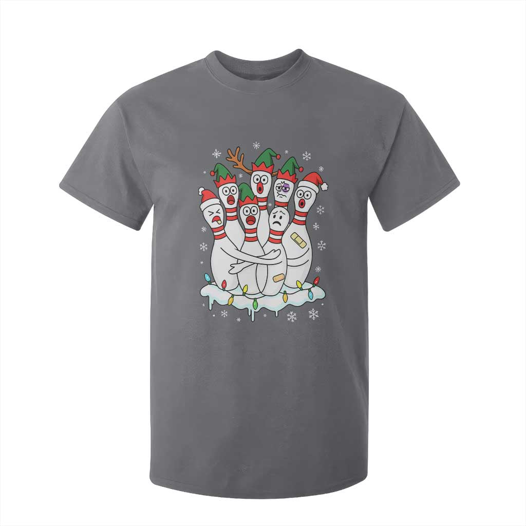 Funny Scared Cartoon Christmas Bowling Pins T Shirt For Kid TS11 Charcoal Print Your Wear