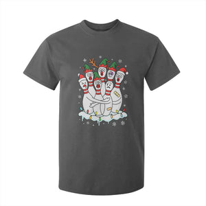 Funny Scared Cartoon Christmas Bowling Pins T Shirt For Kid TS11 Dark Heather Print Your Wear