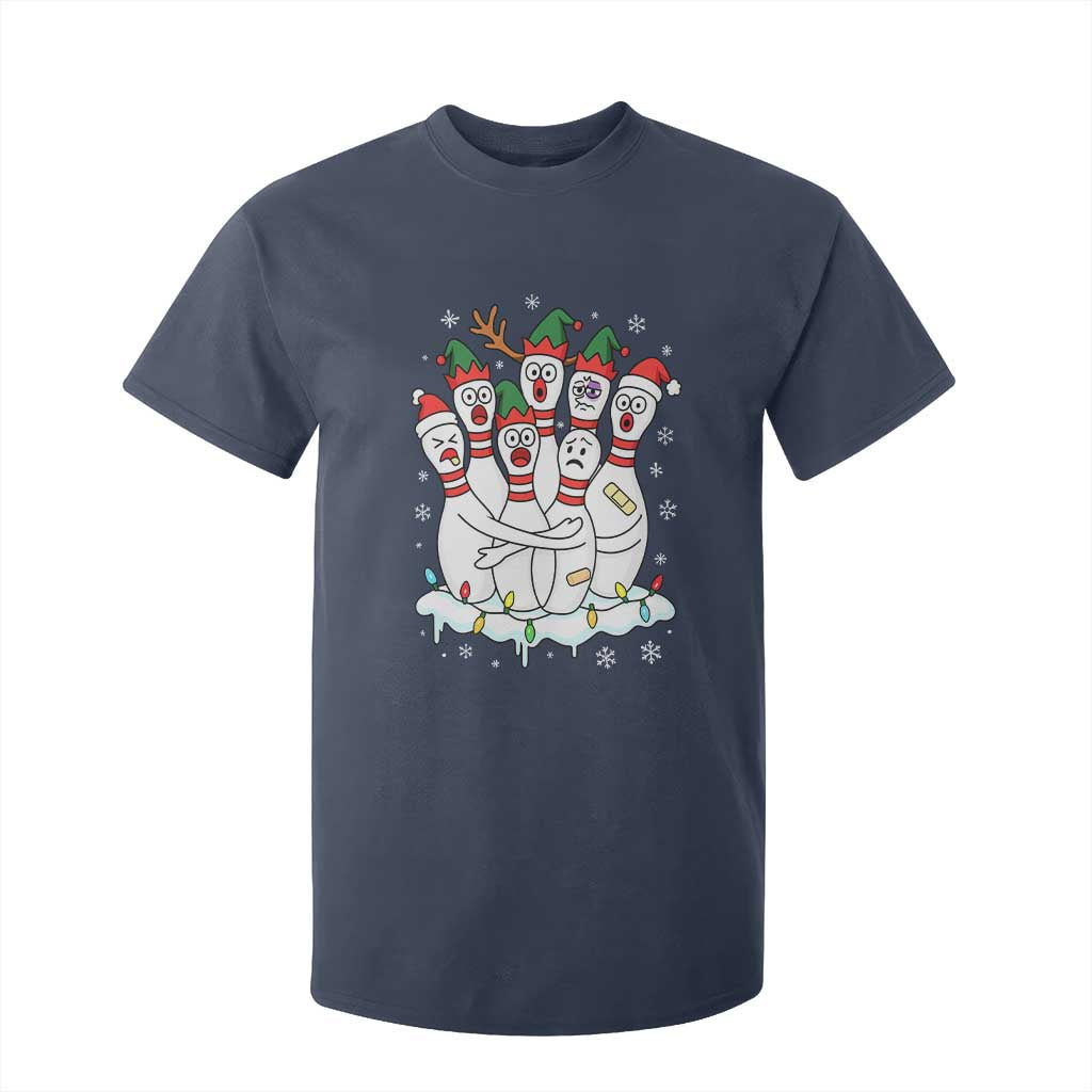 Funny Scared Cartoon Christmas Bowling Pins T Shirt For Kid TS11 Navy Print Your Wear