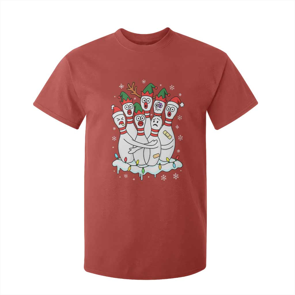 Funny Scared Cartoon Christmas Bowling Pins T Shirt For Kid TS11 Red Print Your Wear