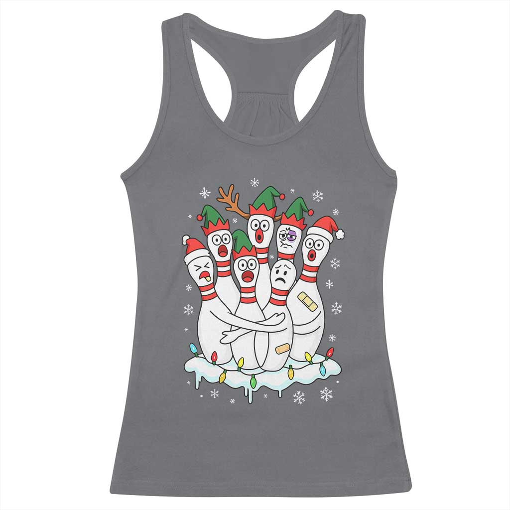 Funny Scared Cartoon Christmas Bowling Pins Racerback Tank Top TS11 Charcoal Print Your Wear