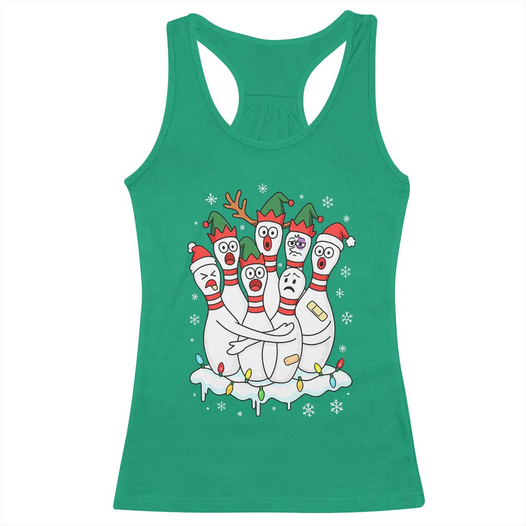 Funny Scared Cartoon Christmas Bowling Pins Racerback Tank Top TS11 Irish Green Print Your Wear