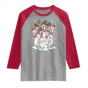 Funny Scared Cartoon Christmas Bowling Pins Raglan Shirt TS11 Sport Gray Red Print Your Wear