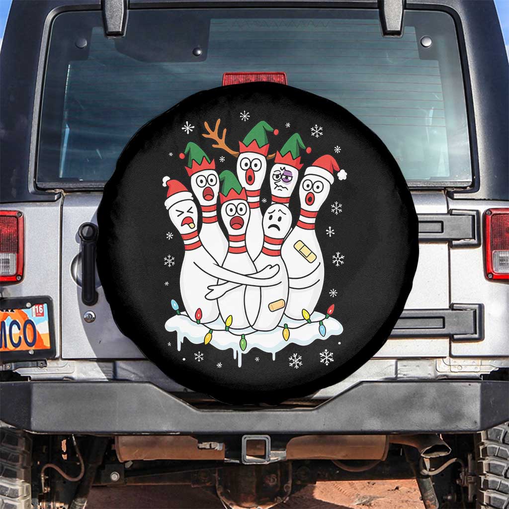 Funny Scared Cartoon Christmas Bowling Pins Spare Tire Cover TS11 No hole Black Print Your Wear