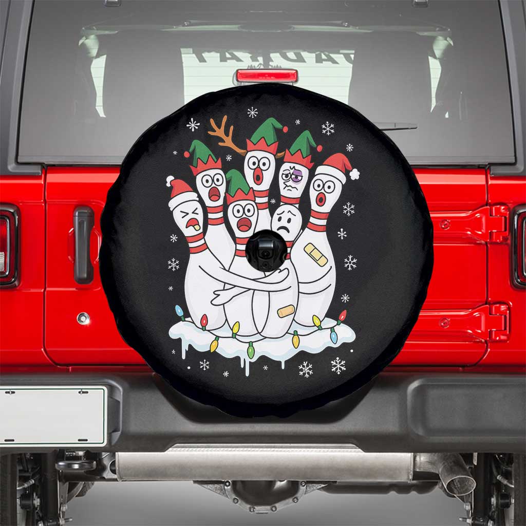 Funny Scared Cartoon Christmas Bowling Pins Spare Tire Cover TS11 Black Print Your Wear