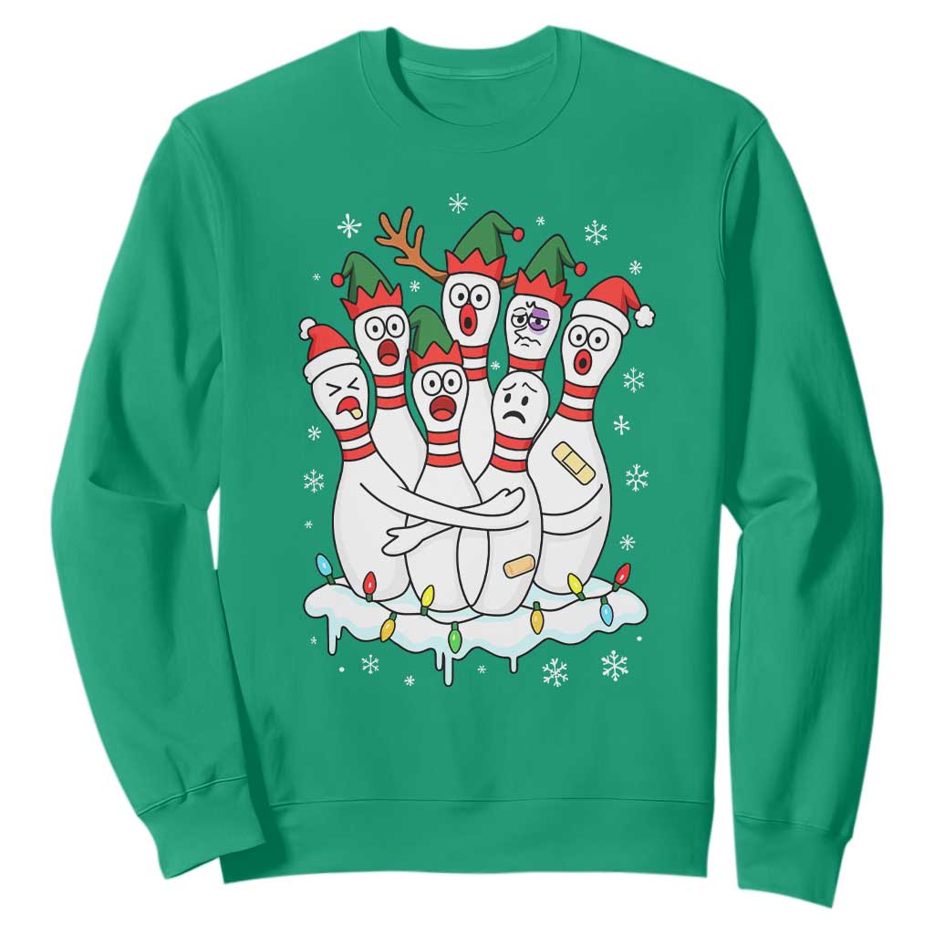 Funny Scared Cartoon Christmas Bowling Pins Sweatshirt TS11 Irish Green Print Your Wear