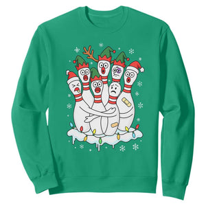 Funny Scared Cartoon Christmas Bowling Pins Sweatshirt TS11 Irish Green Print Your Wear