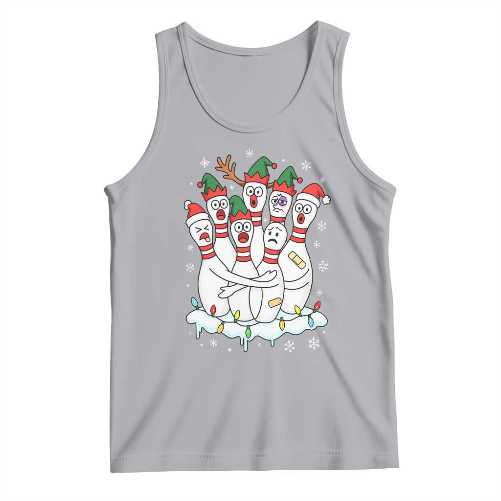 Funny Scared Cartoon Christmas Bowling Pins Tank Top TS11 Athletic Heather Print Your Wear