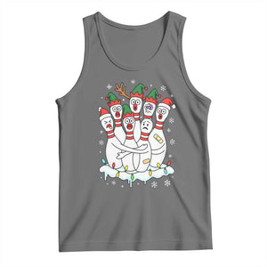 Funny Scared Cartoon Christmas Bowling Pins Tank Top TS11 Black Heather Print Your Wear