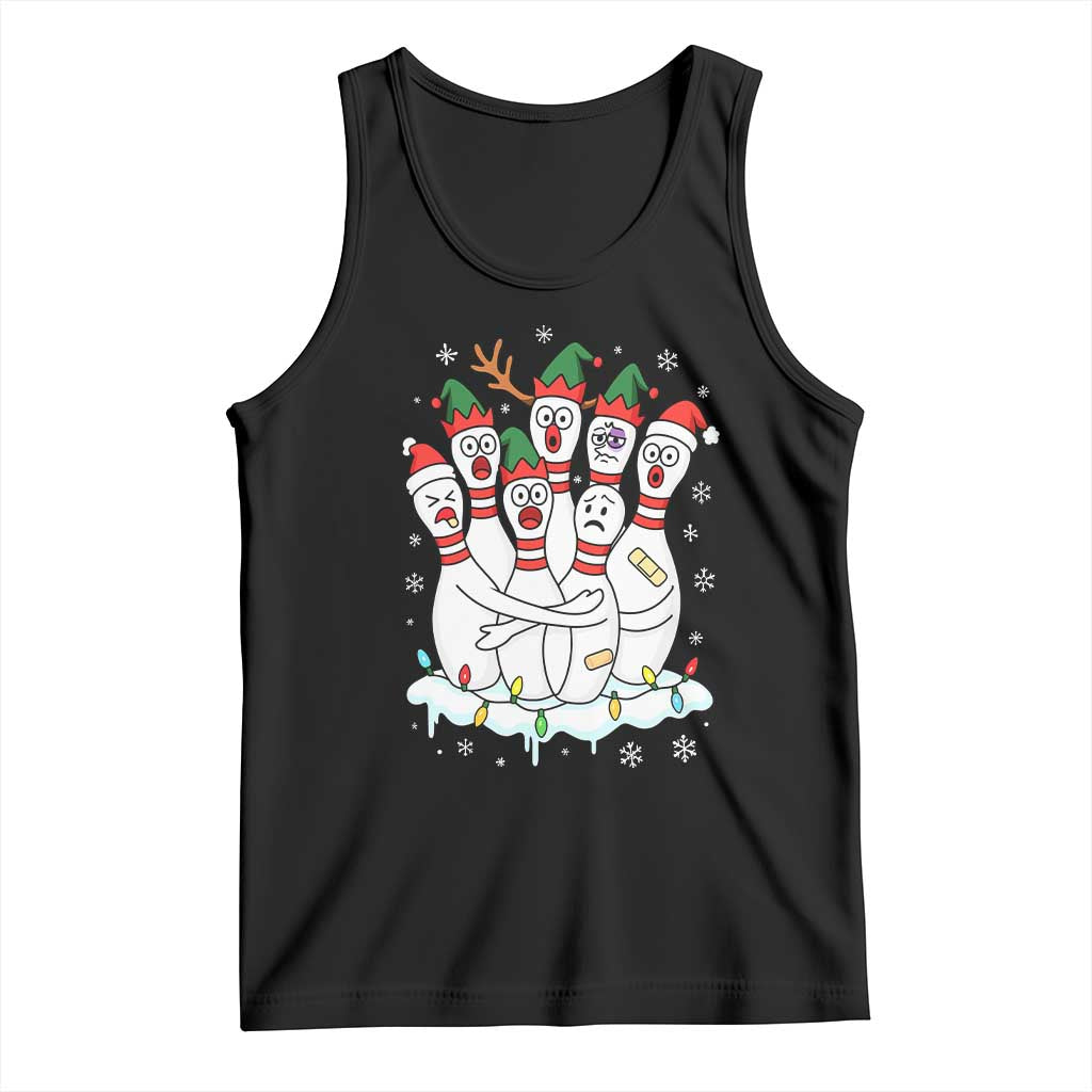 Funny Scared Cartoon Christmas Bowling Pins Tank Top TS11 Black Print Your Wear