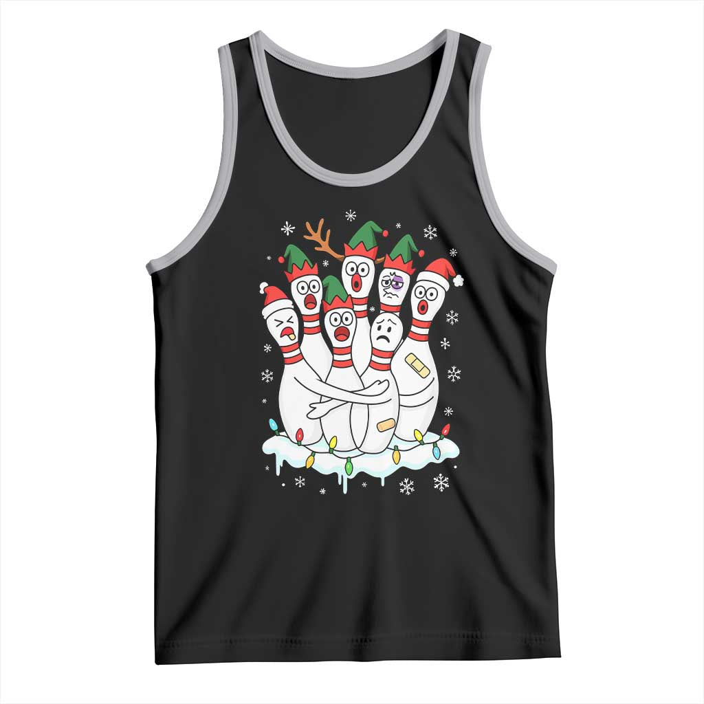 Funny Scared Cartoon Christmas Bowling Pins Tank Top TS11 Black Athletic Heather Print Your Wear