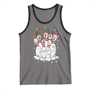 Funny Scared Cartoon Christmas Bowling Pins Tank Top TS11 Deep Heather Black Print Your Wear