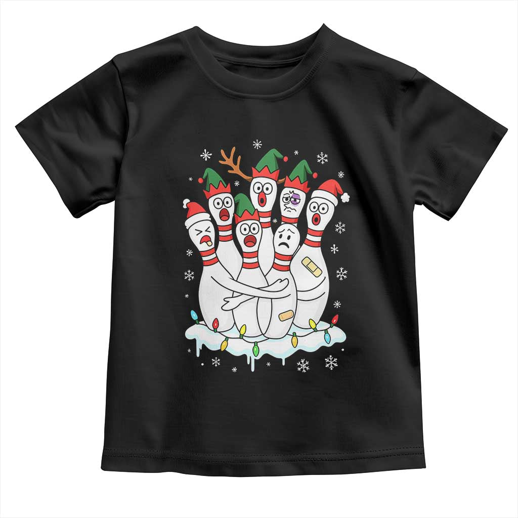 Funny Scared Cartoon Christmas Bowling Pins Toddler T Shirt TS11 Black Print Your Wear