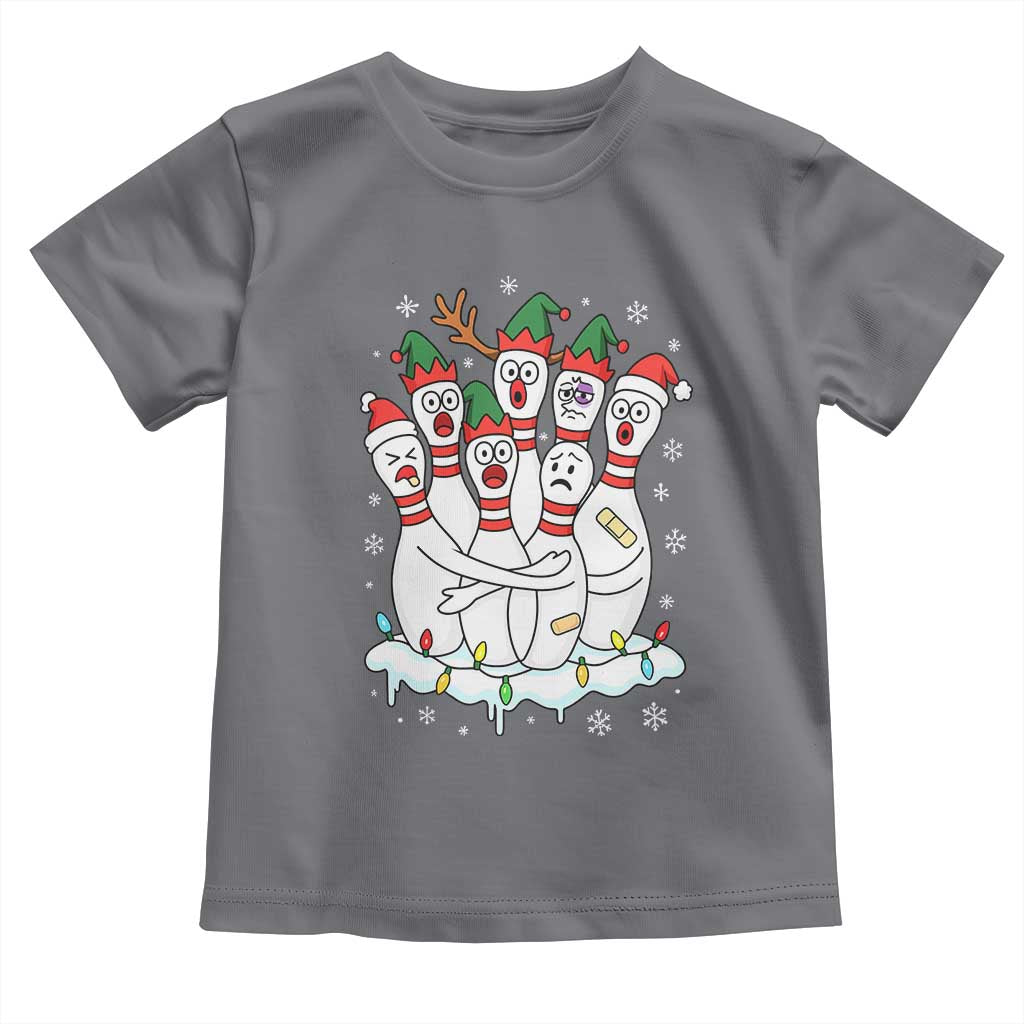 Funny Scared Cartoon Christmas Bowling Pins Toddler T Shirt TS11 Charcoal Print Your Wear