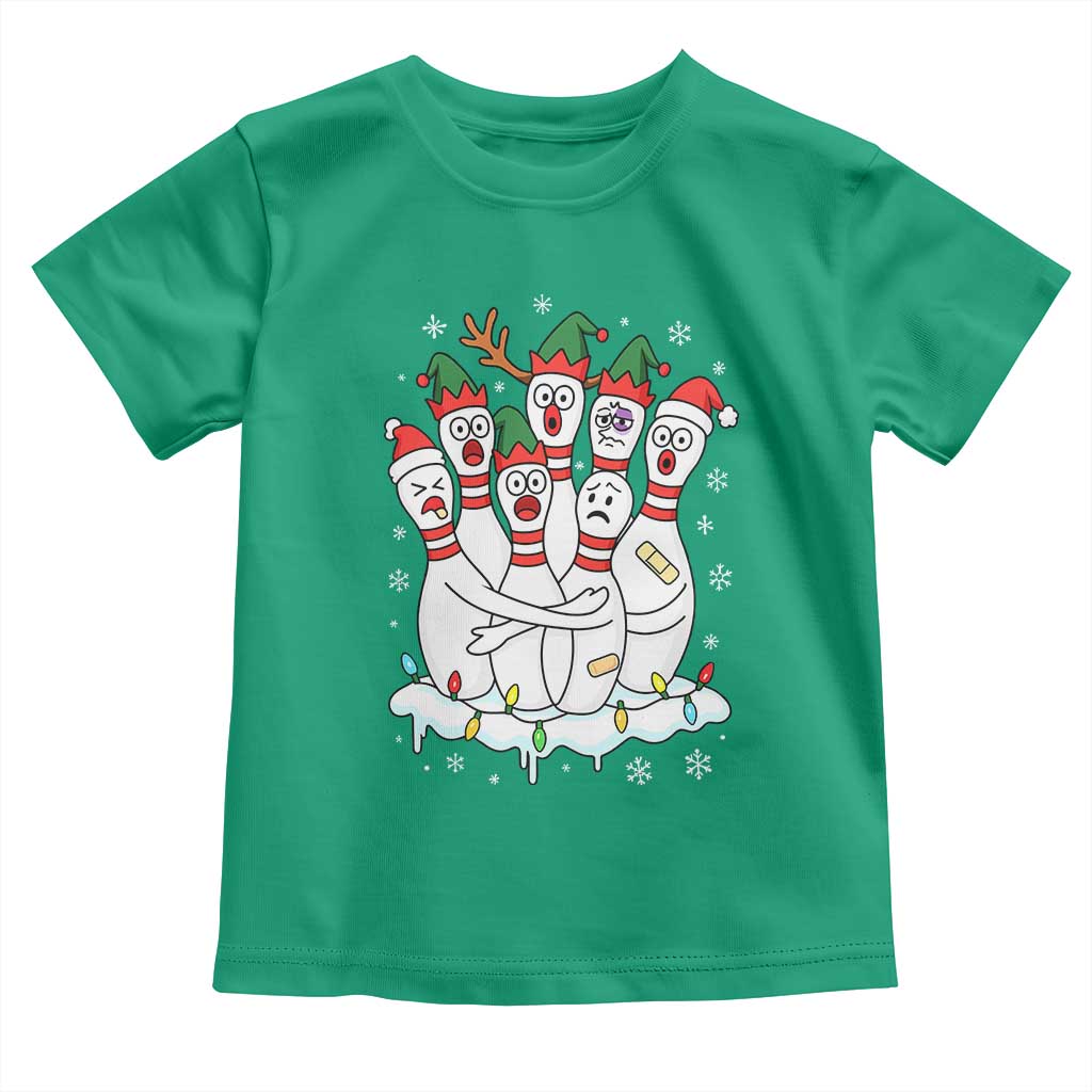 Funny Scared Cartoon Christmas Bowling Pins Toddler T Shirt TS11 Irish Green Print Your Wear