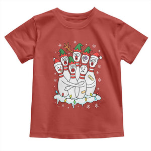 Funny Scared Cartoon Christmas Bowling Pins Toddler T Shirt TS11 Red Print Your Wear