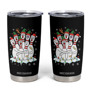 Funny Scared Cartoon Christmas Bowling Pins Tumbler Cup - Print Your Wear