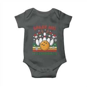Funny Christmas Bowling Baby Onesie Spare Me Its Xmas Festive Holiday TS11 Dark Heather Print Your Wear