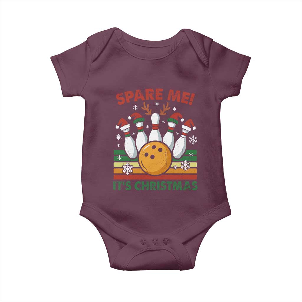 Funny Christmas Bowling Baby Onesie Spare Me Its Xmas Festive Holiday TS11 Maroon Print Your Wear