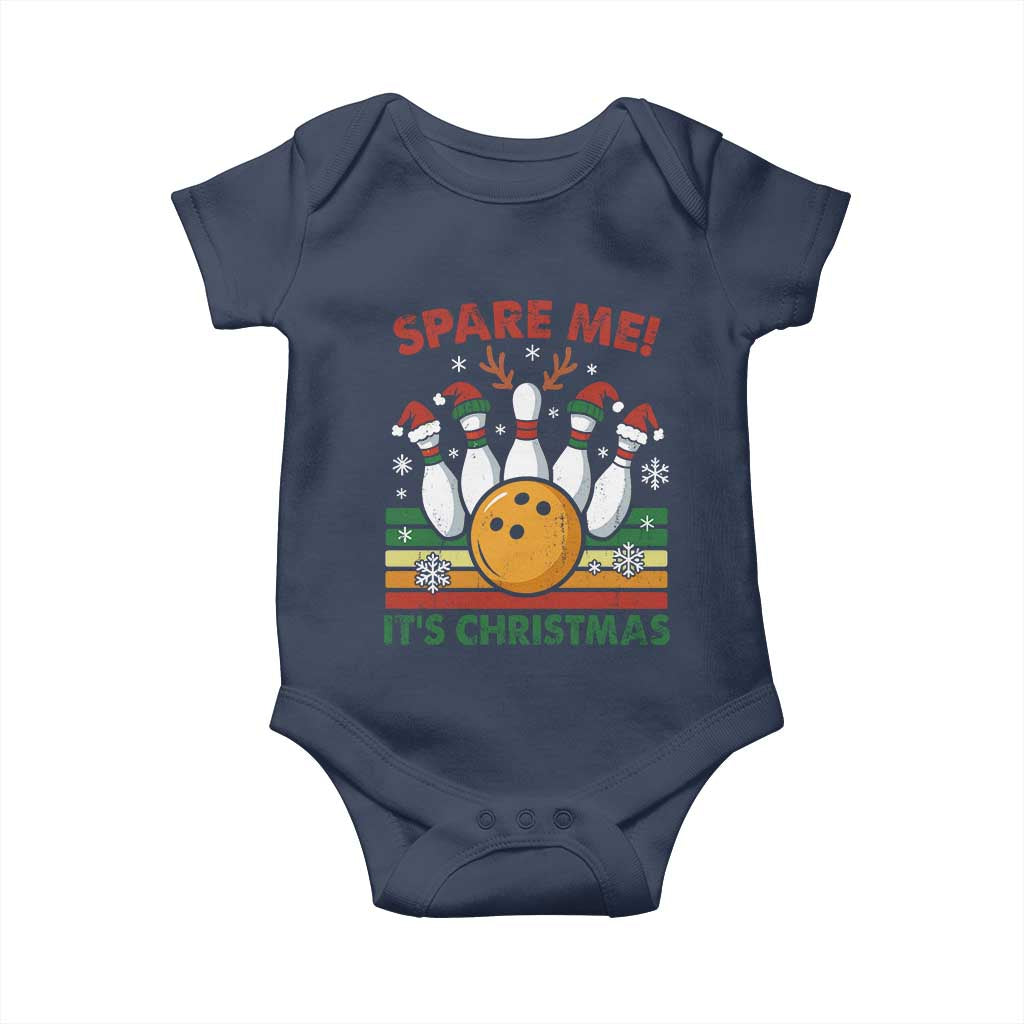 Funny Christmas Bowling Baby Onesie Spare Me Its Xmas Festive Holiday TS11 Navy Print Your Wear