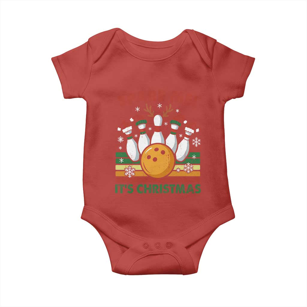 Funny Christmas Bowling Baby Onesie Spare Me Its Xmas Festive Holiday TS11 Red Print Your Wear