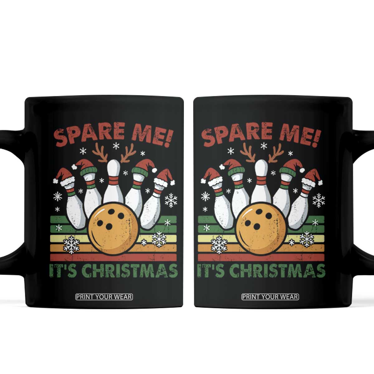 Funny Christmas Bowling Coffee Mug Spare Me Its Xmas Festive Holiday TS11 Black Print Your Wear