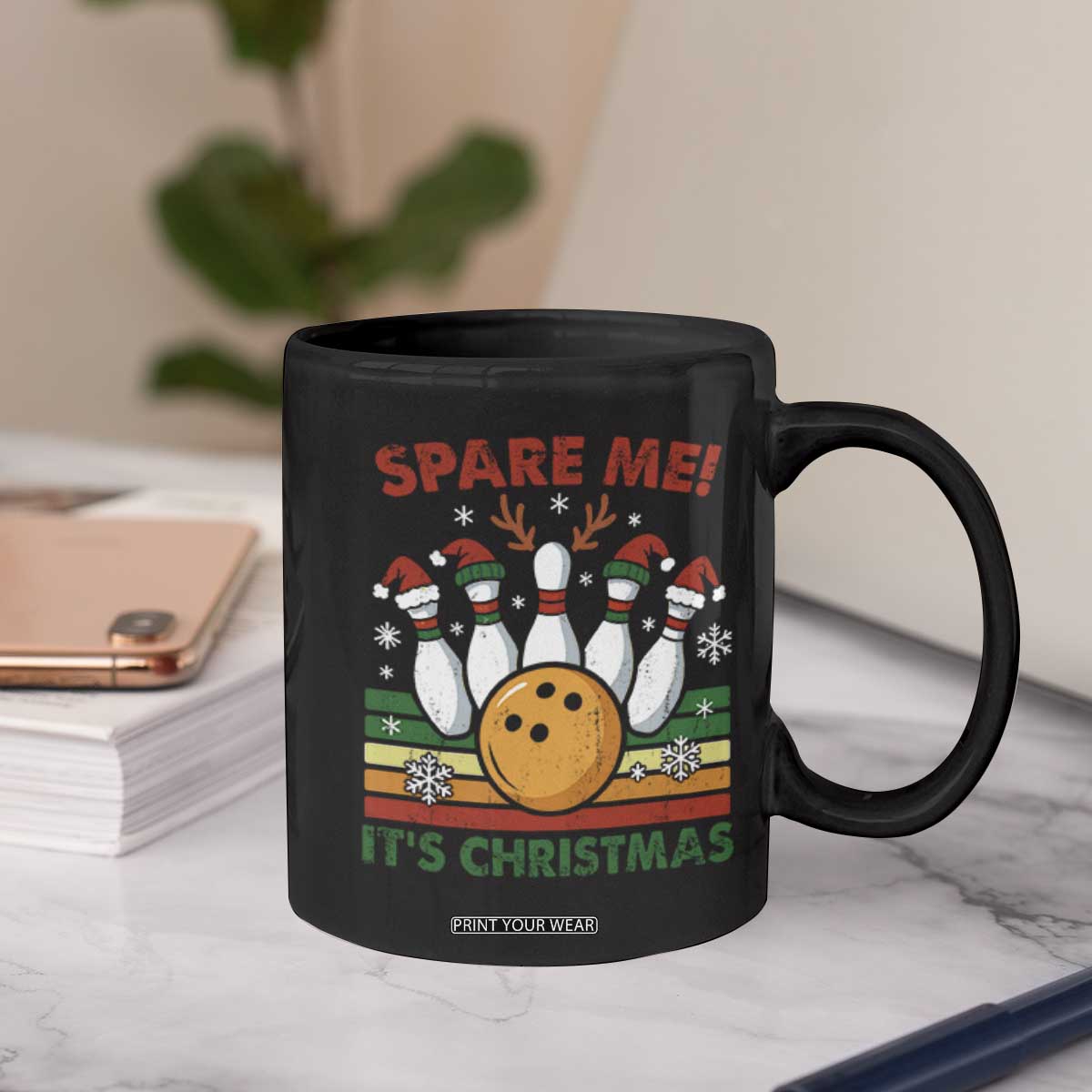 Funny Christmas Bowling Coffee Mug Spare Me Its Xmas Festive Holiday - Print Your Wear