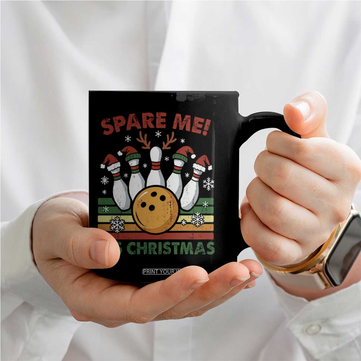 Funny Christmas Bowling Coffee Mug Spare Me Its Xmas Festive Holiday - Print Your Wear