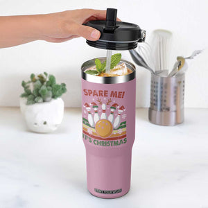 Funny Christmas Bowling Flip Straw Tumbler Spare Me Its Xmas Festive Holiday TS11 One Size: 30 oz Light Pink Print Your Wear
