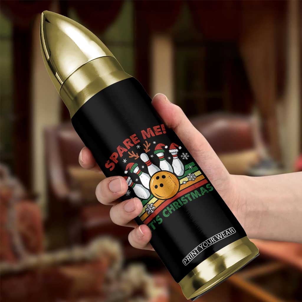 Funny Christmas Bowling Bullet Tumbler Spare Me Its Xmas Festive Holiday TS11 Print Your Wear