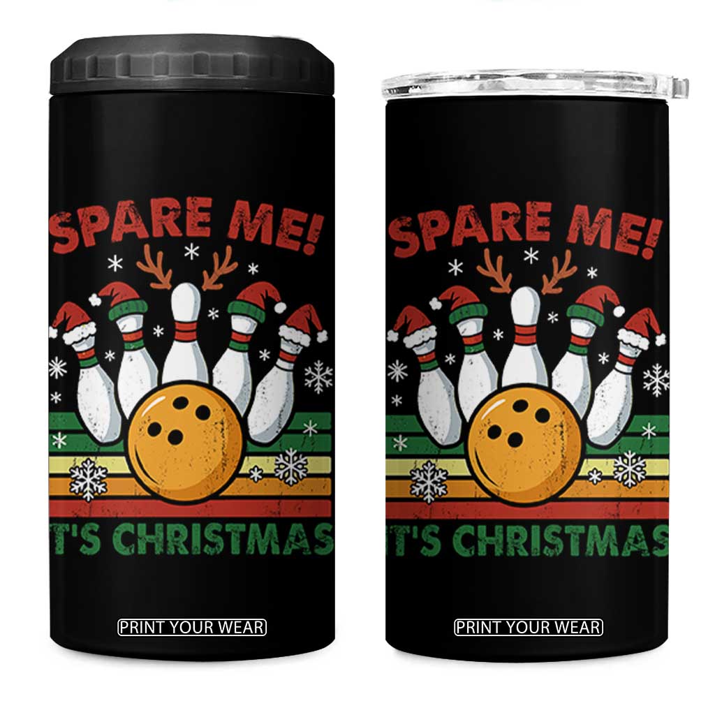 Funny Christmas Bowling 4 in 1 Can Cooler Tumbler Spare Me Its Xmas Festive Holiday TS11 One Size: 16 oz Black Print Your Wear