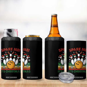 Funny Christmas Bowling 4 in 1 Can Cooler Tumbler Spare Me Its Xmas Festive Holiday - Print Your Wear