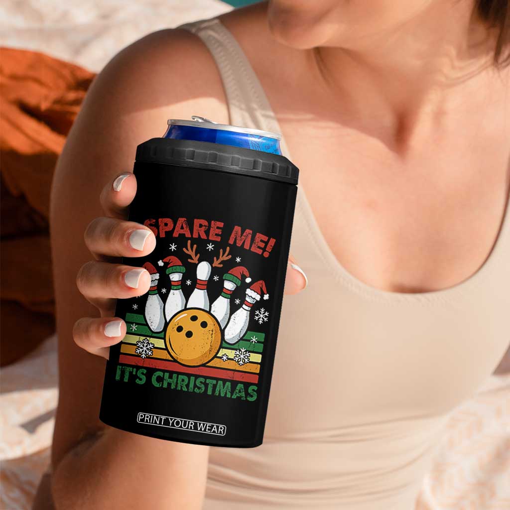 Funny Christmas Bowling 4 in 1 Can Cooler Tumbler Spare Me Its Xmas Festive Holiday - Print Your Wear