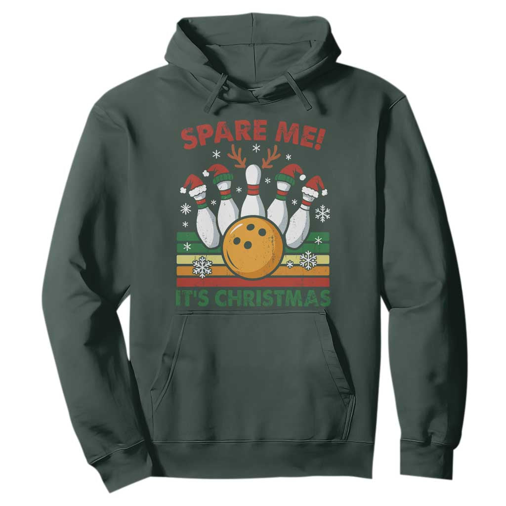 Funny Christmas Bowling Hoodie Spare Me Its Xmas Festive Holiday TS11 Dark Forest Green Print Your Wear