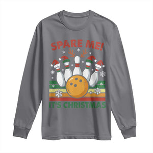 Funny Christmas Bowling Long Sleeve Shirt Spare Me Its Xmas Festive Holiday TS11 Charcoal Print Your Wear