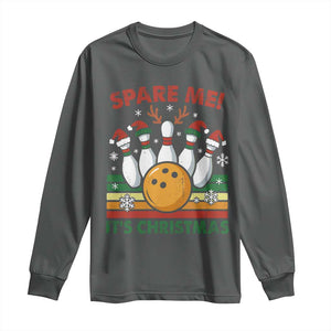 Funny Christmas Bowling Long Sleeve Shirt Spare Me Its Xmas Festive Holiday TS11 Dark Heather Print Your Wear