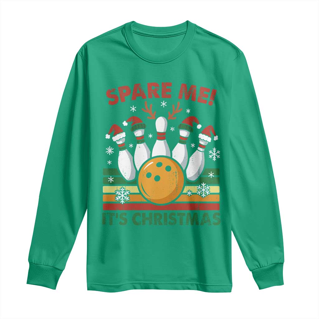 Funny Christmas Bowling Long Sleeve Shirt Spare Me Its Xmas Festive Holiday TS11 Irish Green Print Your Wear